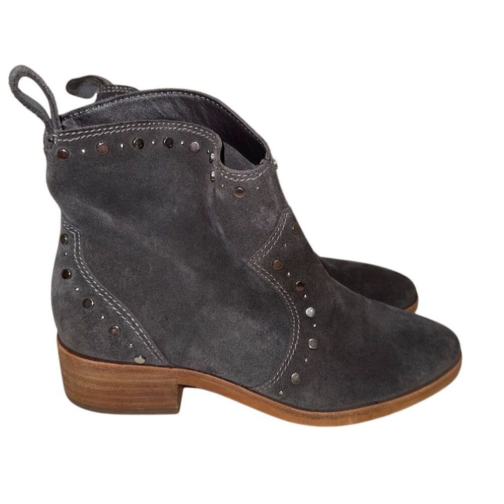 Dolce Vita Gray Suede Studded Western Ankle Booties 7.5